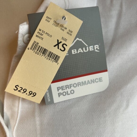 Eddie Bauer Polo Shirt Short Sleeve WHITE Performance XS Ladies UPF30 NEW NWT - Picture 3 of 4